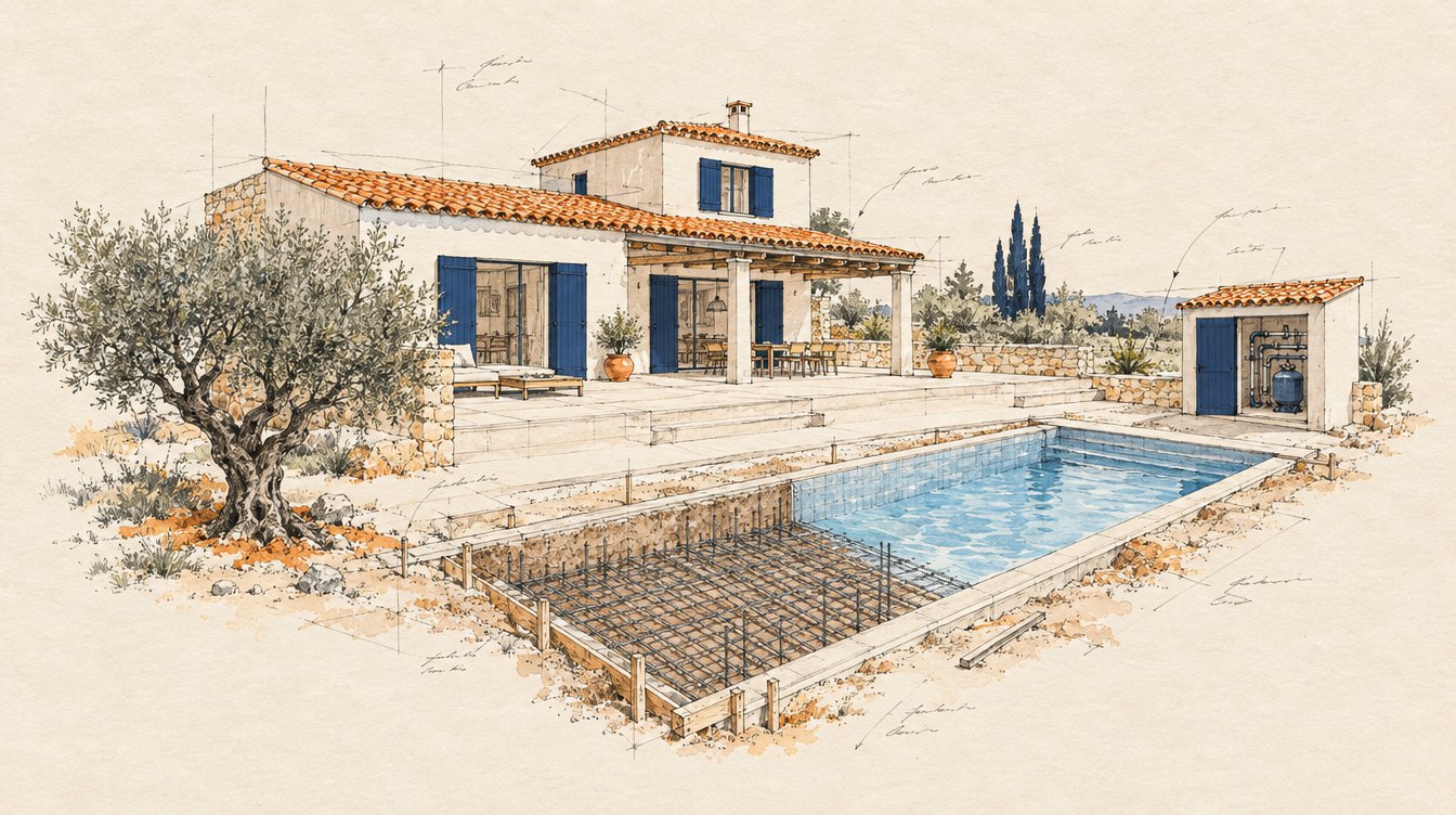 Maison neuve avec piscine réalisée dans le Gard